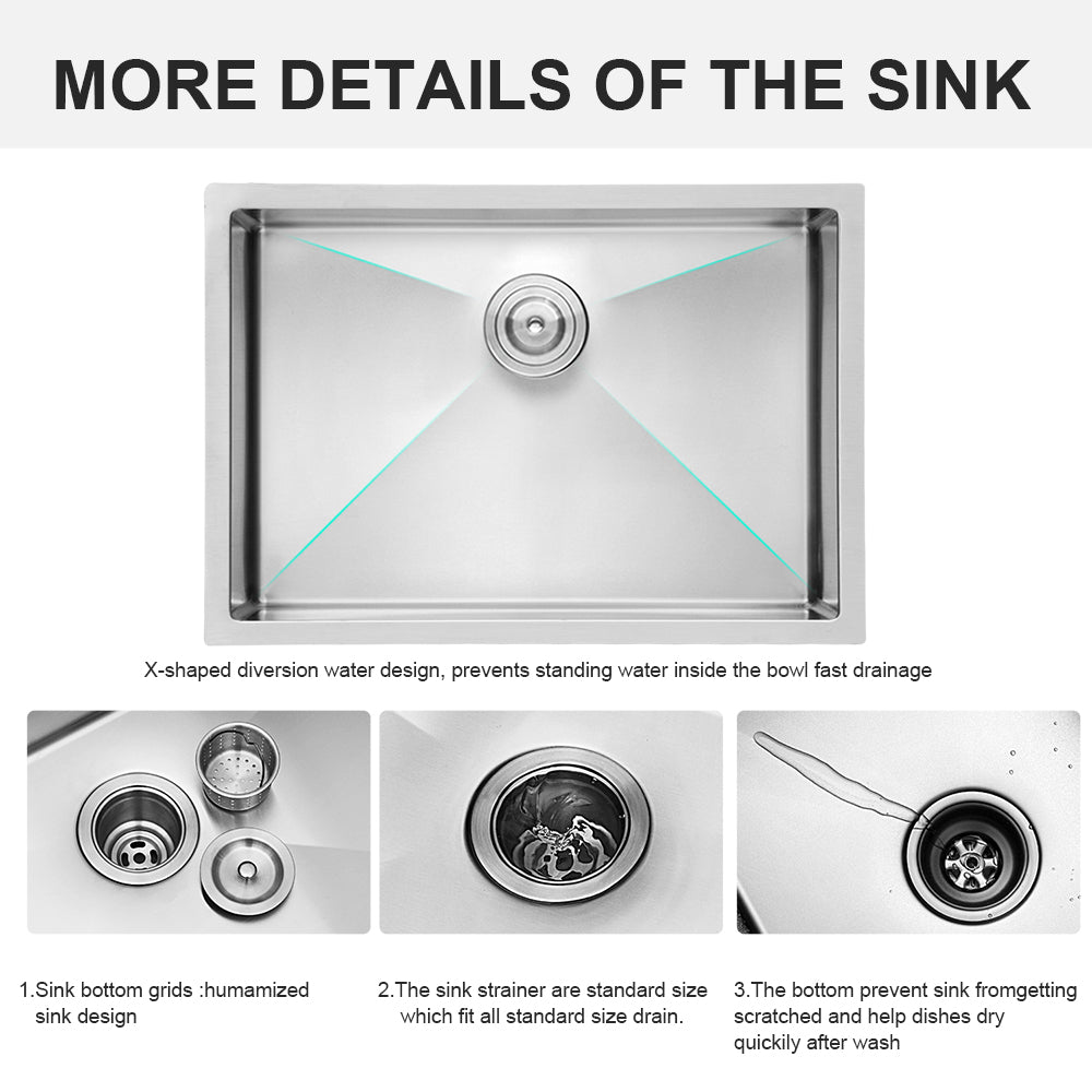 26 Inch Undermount Sink - 26"x18"x10" Undermount Stainless Steel Kitchen Sink 16 Gauge 10 Inch Deep Single Bowl Kitchen Sink Basin