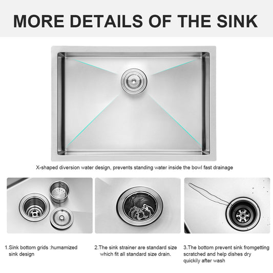 27 Inch Undermount Sink - 27"x18"x10" Undermount Stainless Steel Kitchen Sink 16 Gauge 10 Inch Deep Single Bowl Kitchen Sink Basin