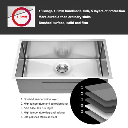 30 Inch Undermount Sink - 30"x18"x10" Undermount Stainless Steel Kitchen Sink 16 Gauge 10 Inch Deep Single Bowl Kitchen Sink Basin