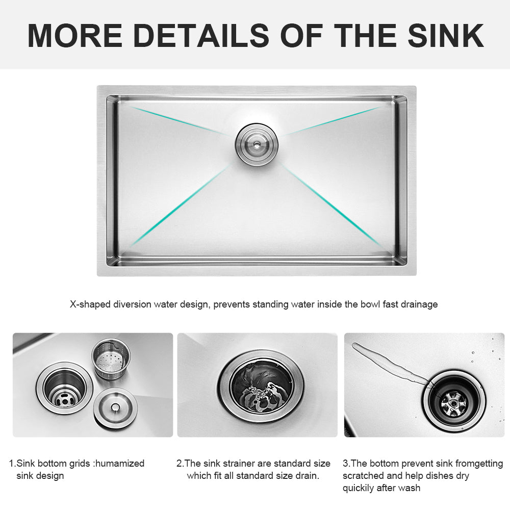 30 Inch Undermount Sink - 30"x18"x10" Undermount Stainless Steel Kitchen Sink 16 Gauge 10 Inch Deep Single Bowl Kitchen Sink Basin