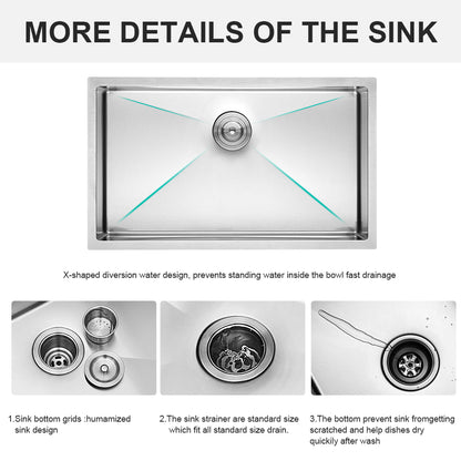 30 Inch Undermount Sink - 30"x18"x10" Undermount Stainless Steel Kitchen Sink 16 Gauge 10 Inch Deep Single Bowl Kitchen Sink Basin