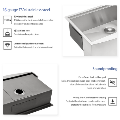 33 Farmhouse Sink Workstation - 33*21*9 Inch Kitchen Sink Stainless Steel 16 gauge Apron Front Kitchen Sink