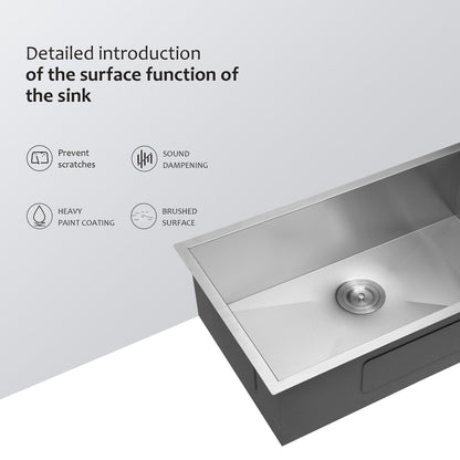 32 Inch Undermount Sink - 32"x19"x9" Undermount Stainless Steel Kitchen Sink 16 Gauge 9 Inch Deep Single Bowl Kitchen Sink Basin