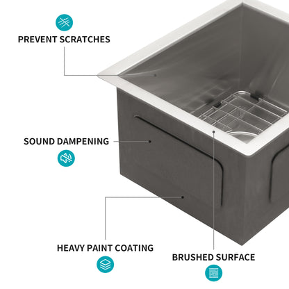 13 Inch Undermount Sink - 13" x 15" x 9" Undermount Stainless Steel Kitchen Sink 16 Gauge 9 Inch Deep Single Bowl Kitchen Sink Basin
