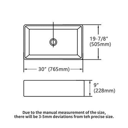 White Farmhouse Sink - 30 x 20 x 9 Inch White Farmhouse Kitchen Sink Apron Front Porcelain Ceramic Single Bowl Kitchen Sinks