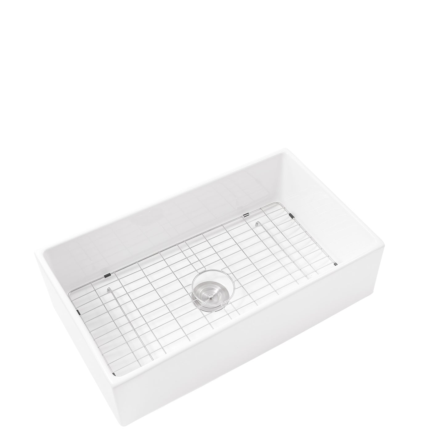 33 White Farmhouse Sink - 33 x 18 x 10 Inch Kitchen Sink White Undermount Single Bowl Apron Front Porcelain Ceremic Sink Farm Style