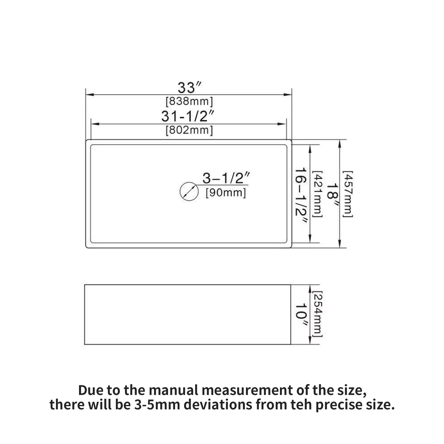 33 White Farmhouse Sink - 33 x 18 x 10 Inch Kitchen Sink White Undermount Single Bowl Apron Front Porcelain Ceremic Sink Farm Style