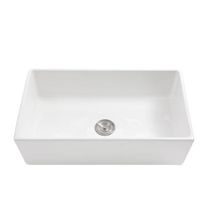 33 White Farmhouse Sink - 33 x 18 x 10 Inch Kitchen Sink White Undermount Single Bowl Apron Front Porcelain Ceremic Sink Farm Style