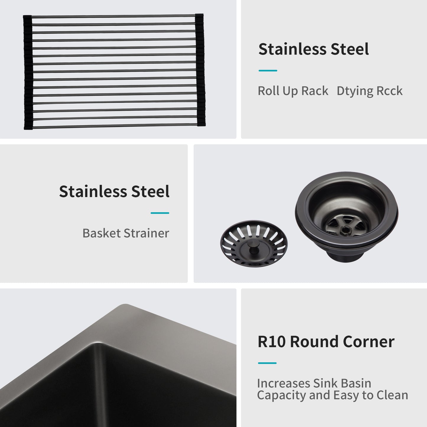 33 x 22 x 10 inch Kitchen Sink Drop In Gunmetal Black 16 Gauge Stainless Steel 33" Single Bowl Topmount Kitchen Sink Basin