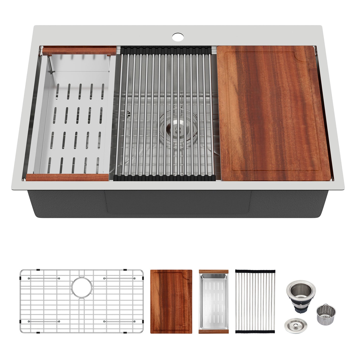 30 Drop In Kitchen Sink - 30 x 22 x 9 inch Kitchen Sink Topmount Ledge Workstation 16 Gauge Stainless Steel Single Bowl Kitchen Sink