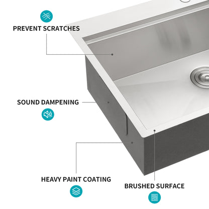 30 Drop In Kitchen Sink - 30 x 22 x 9 inch Kitchen Sink Topmount Ledge Workstation 16 Gauge Stainless Steel Single Bowl Kitchen Sink