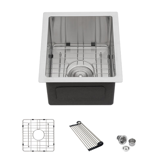 13 Inch Undermount Sink - 13"x15"x9" Undermount Stainless Steel Kitchen Sink 16 Gauge Single Bowl Kitchen Sink 9 Inch Deep Bar/Prep Sink Basin