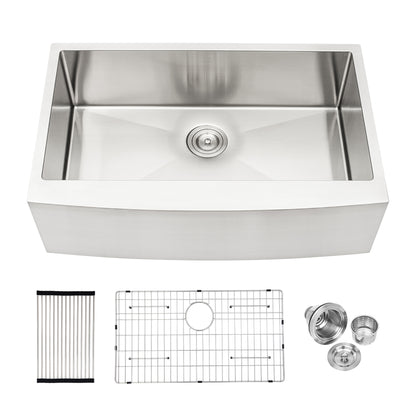 30 Inch Farmhouse Kitchen Sink - 30"x21"x10" Stainless Steel Apron Front Farmhouse Sink 10 Inch Deep 16 Gauge Single Bowl Kitchen Sink Basin