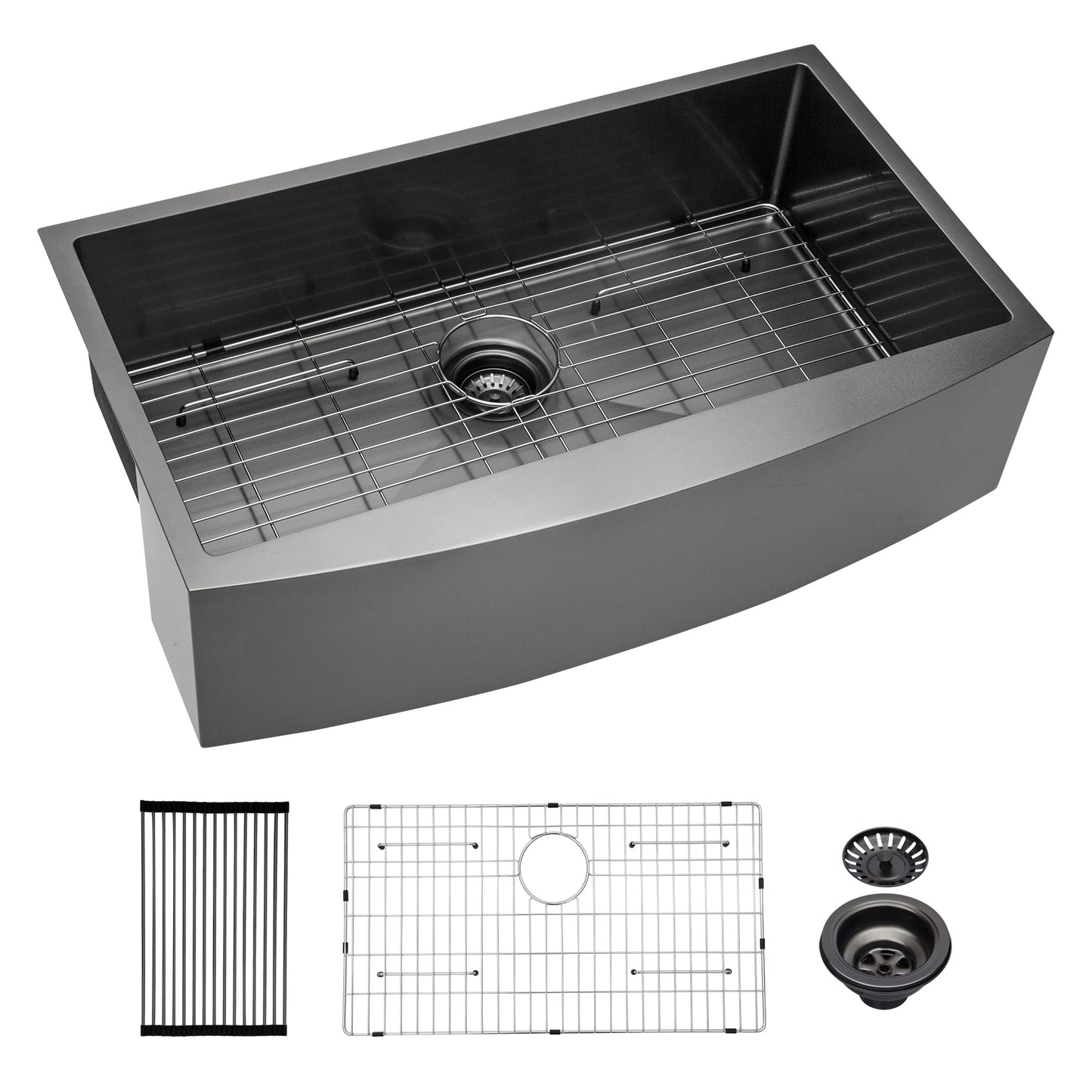 30 Black Farmhouse Sink 30 x 21 x 10 inches Stainless Steel Apron Front Kitchen Sink Gunmetal Black 16 Gauge 10 Inch Deep Single Bowl