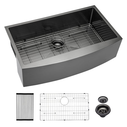 30 Black Farmhouse Sink 30 x 21 x 10 inches Stainless Steel Apron Front Kitchen Sink Gunmetal Black 16 Gauge 10 Inch Deep Single Bowl