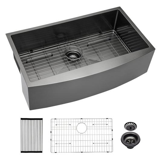 30 Black Farmhouse Sink 30 x 21 x 10 inches Stainless Steel Apron Front Kitchen Sink Gunmetal Black 16 Gauge 10 Inch Deep Single Bowl
