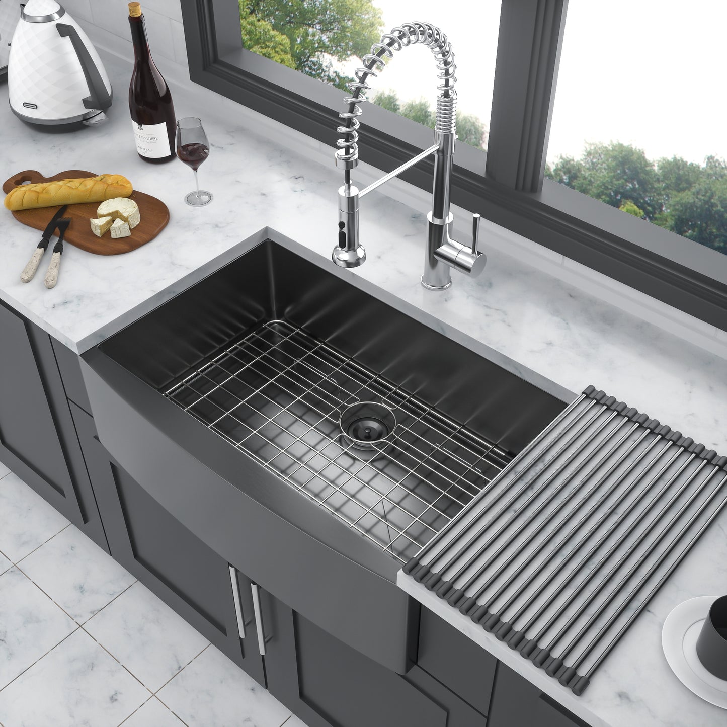 30 Black Farmhouse Sink 30 x 21 x 10 inches Stainless Steel Apron Front Kitchen Sink Gunmetal Black 16 Gauge 10 Inch Deep Single Bowl