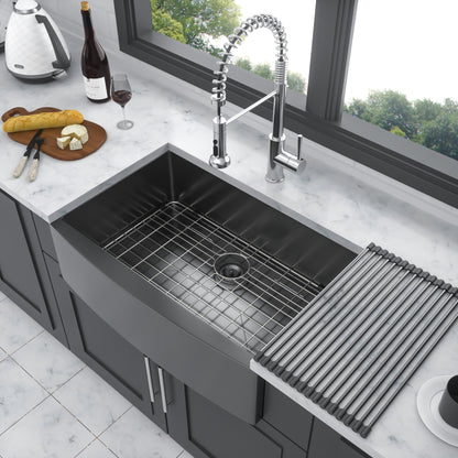 30 Black Farmhouse Sink 30 x 21 x 10 inches Stainless Steel Apron Front Kitchen Sink Gunmetal Black 16 Gauge 10 Inch Deep Single Bowl