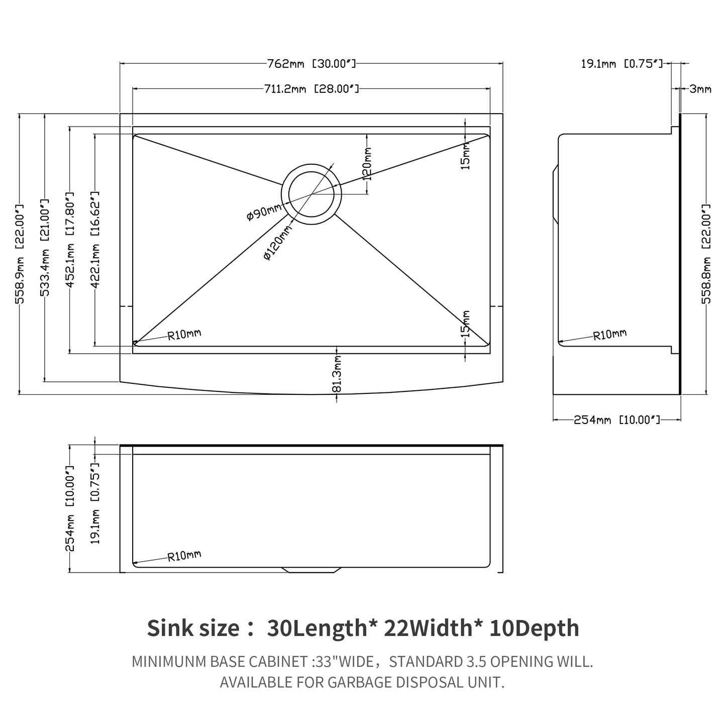 Farmhouse Sink Workstation - 30 Inch Kitchen Sink Gunmetal Black Stainless Steel 16 gauge Apron Front Kitchen Sink