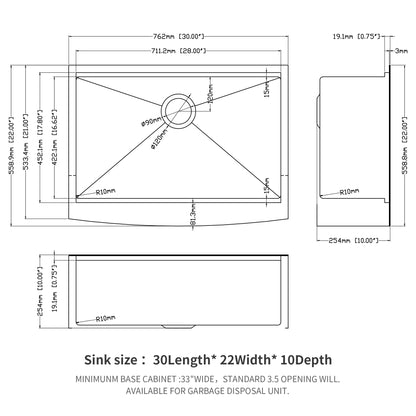 Farmhouse Sink Workstation - 30 Inch Kitchen Sink Gunmetal Black Stainless Steel 16 gauge Apron Front Kitchen Sink