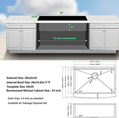 Farmhouse Sink Workstation - 30 Inch Kitchen Sink Gunmetal Black Stainless Steel 16 gauge Apron Front Kitchen Sink