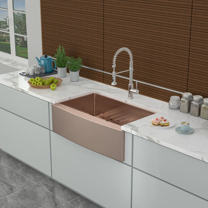 30 Rose Gold Farmhouse Sink - 30 Inch Kitchen Sink Stainless Steel 16 gauge Apron Front Kitchen Sink