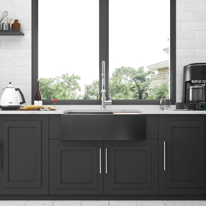 33" x 22" x 10" Black Farmhouse Sink Workstation - 33 Inch Kitchen Sink Gunmetal Black Stainless Steel 16 gauge Apron Front Kitchen Sink