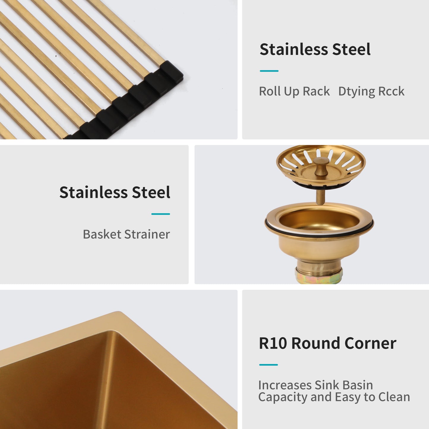 33 Gold Farmhouse Sink - 33 Inch Kitchen Sink Stainless Steel 16 gauge Apron Front Kitchen Sink