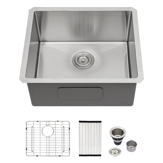 21 Inch Undermount Sink - 21" x 18" x 9" Undermount Stainless Steel Kitchen Sink 16 Gauge 9 Inch Deep Single Bowl Kitchen Sink Basin