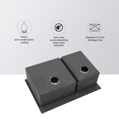 Double Bowl Drop in Sink- 33" x 22" x 10" Gunmetal Black Double Bowl Kitchen Sink 16 Gauge with Two 10" Deep Basin(60/40)