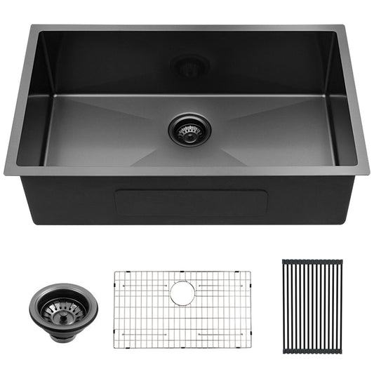 28 Inch Undermount Sink - 28"x18"x10" Gunmetal Black Undermount Kitchen Sink 16 Gauge 10 Inch Deep Single Bowl Kitchen Sink Basin
