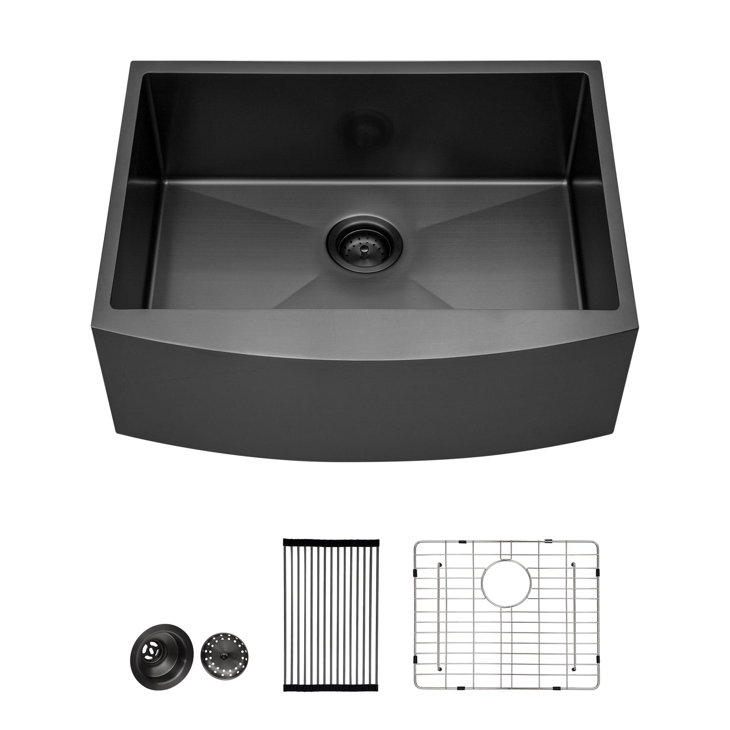 24" x 21" x 10" Gunmetal Black Farmhouse Sink - 24 Inch Kitchen Sink Stainless Steel 16 gauge Apron Front Kitchen Sink