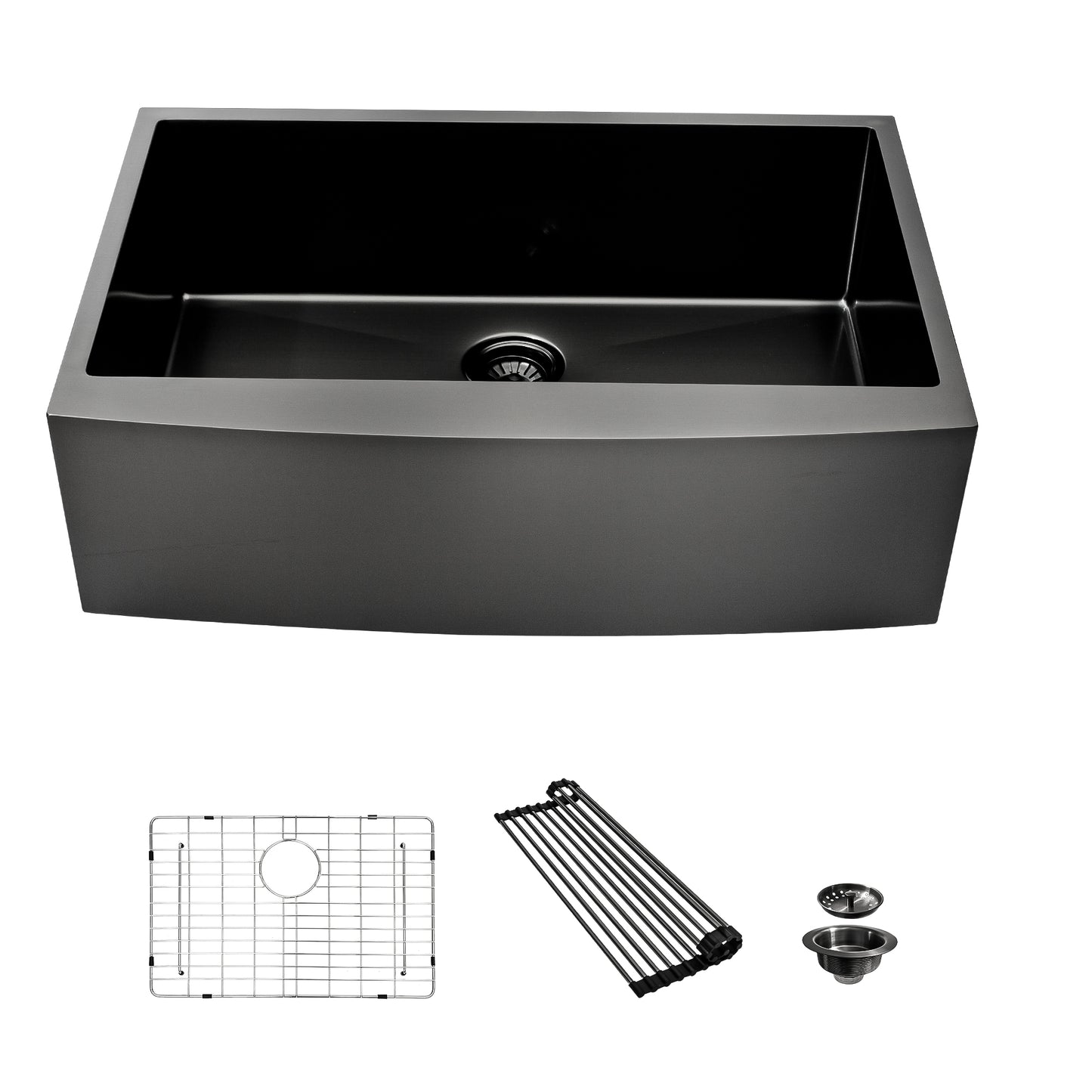 36 Gunmetal Black Farmhouse Sink - 36 x 21 x 10 Inch Kitchen Sink Stainless Steel 16 gauge Apron Front Kitchen Sink