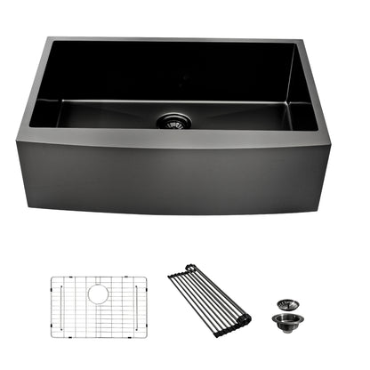 36 Gunmetal Black Farmhouse Sink - 36 x 21 x 10 Inch Kitchen Sink Stainless Steel 16 gauge Apron Front Kitchen Sink