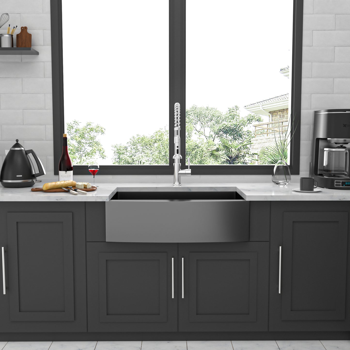 36 Gunmetal Black Farmhouse Sink - 36 x 21 x 10 Inch Kitchen Sink Stainless Steel 16 gauge Apron Front Kitchen Sink