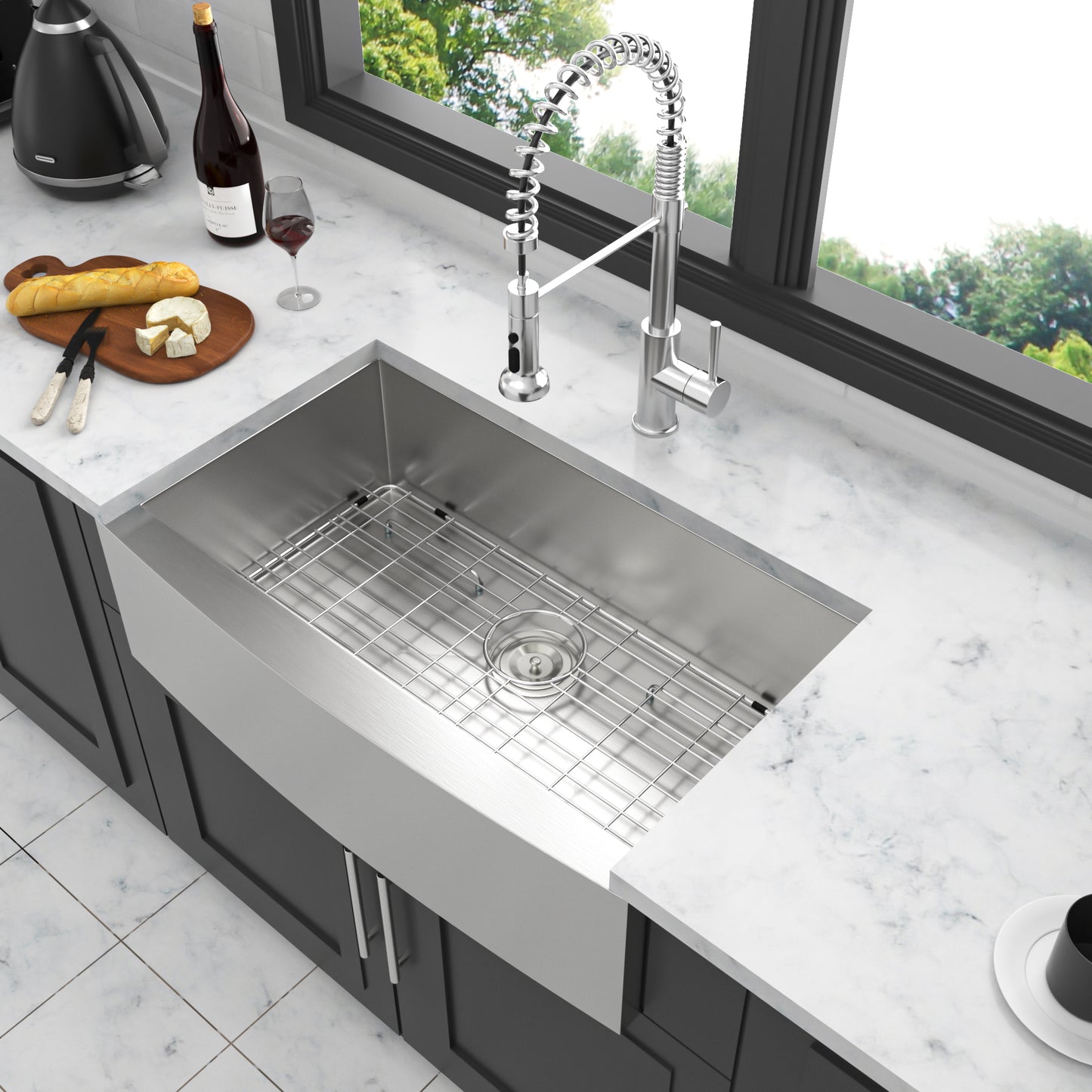 36 Farmhouse Sink - 36 x 20 x 9 Inch Kitchen Sink Stainless Steel 16 gauge Apron Front Kitchen Sink
