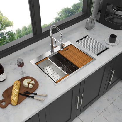 28 Inch Drop in Kitchen Sink - 28 "x 22" x 10" Kitchen Sink Stainless Steel 16 Gauge Workstation Sink Drop-in Topmount Single Bowl Kitchen Sink