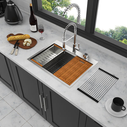 28 Inch Drop in Kitchen Sink - 28 "x 22" x 10" Kitchen Sink Stainless Steel 16 Gauge Workstation Sink Drop-in Topmount Single Bowl Kitchen Sink