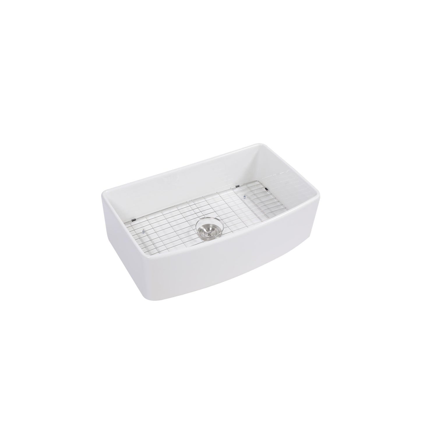 White Farmhouse Sink - 33 x 20 x 10 inch White Kitchen Sink Porcelain Ceramic Arch Edge Apron Front Single Bowl Farm Kitchen Sinks