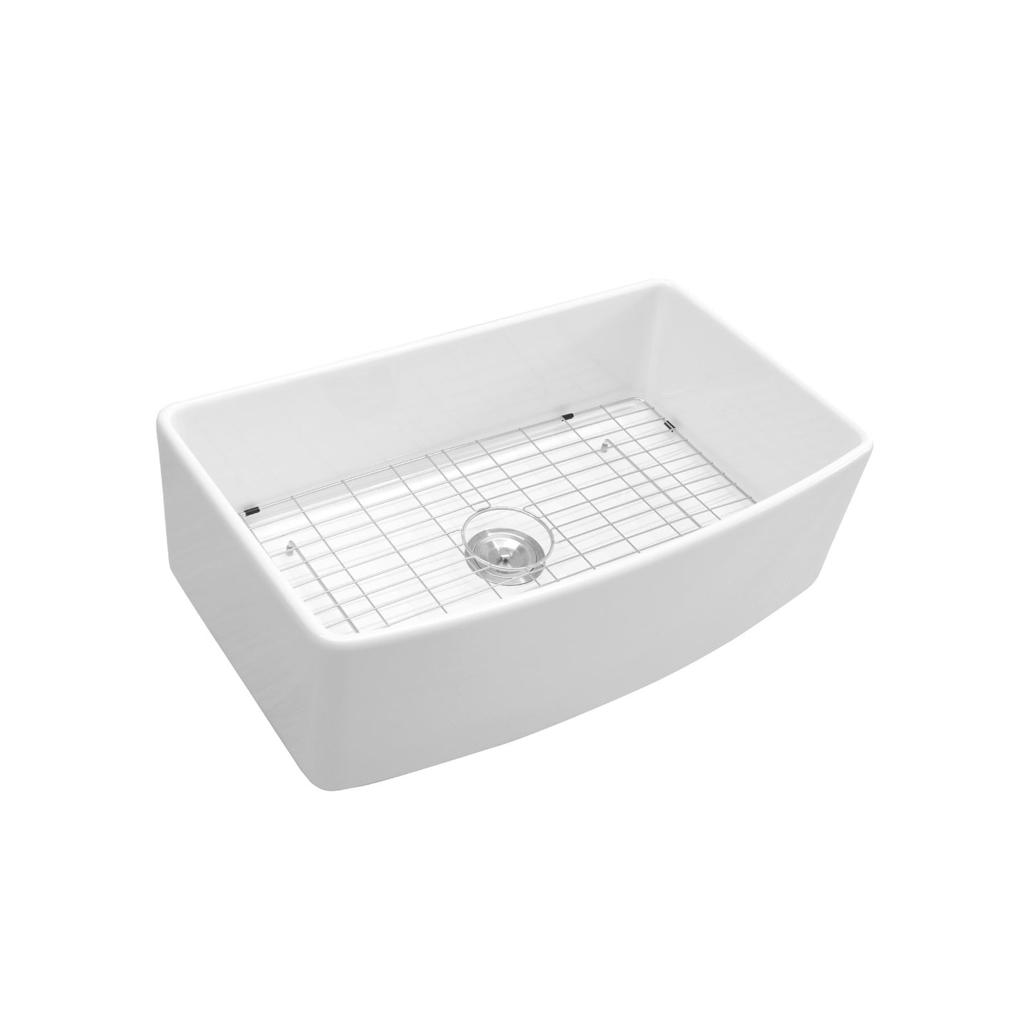 White Farmhouse Sink - 33 x 20 x 10 inch White Kitchen Sink Porcelain Ceramic Arch Edge Apron Front Single Bowl Farm Kitchen Sinks