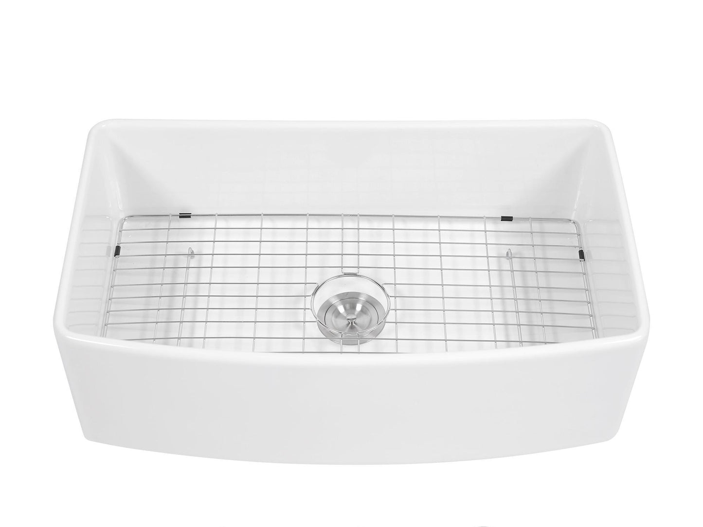 White Farmhouse Sink - 33 x 20 x 10 inch White Kitchen Sink Porcelain Ceramic Arch Edge Apron Front Single Bowl Farm Kitchen Sinks