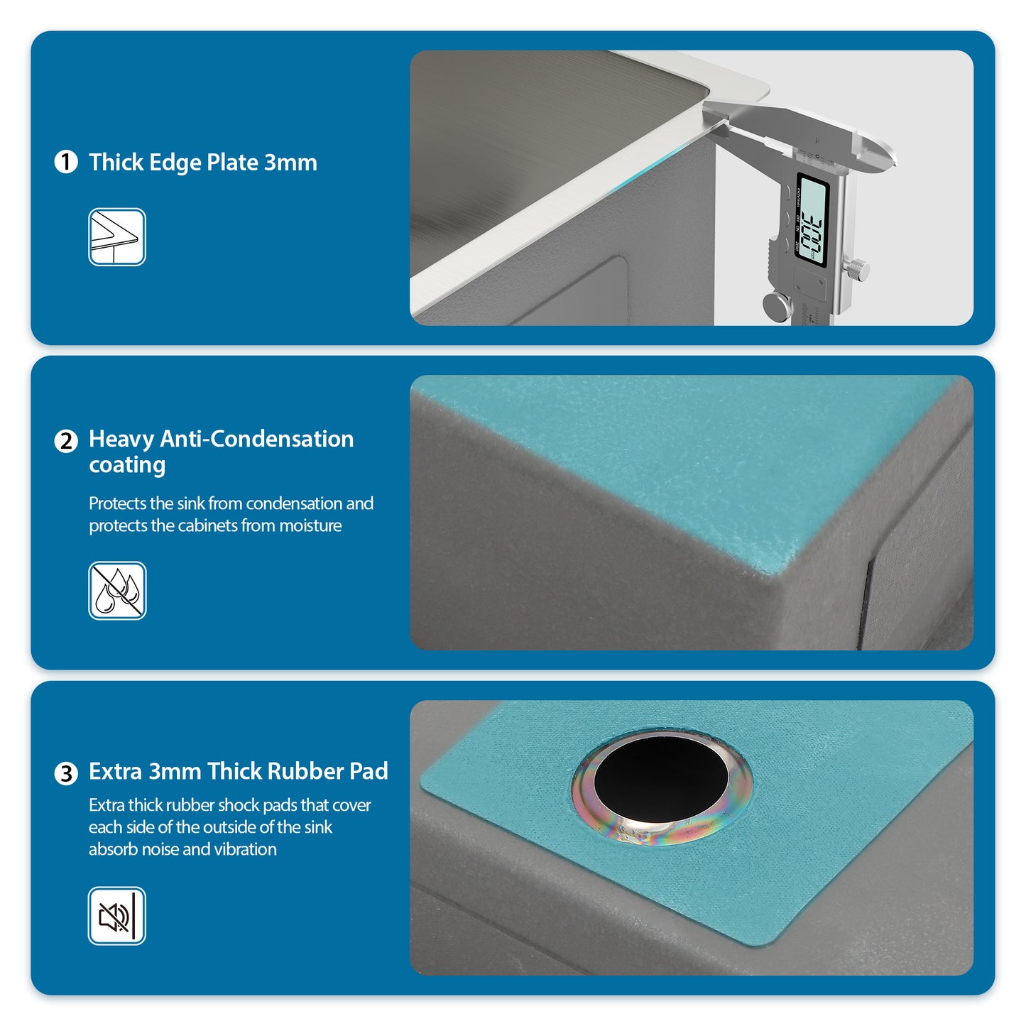 Double Bowl(50/50) Undermount Sink- 30"x19"x10" Double Bowl Kitchen Sink 16 Gauge with Two 10" Deep Basin