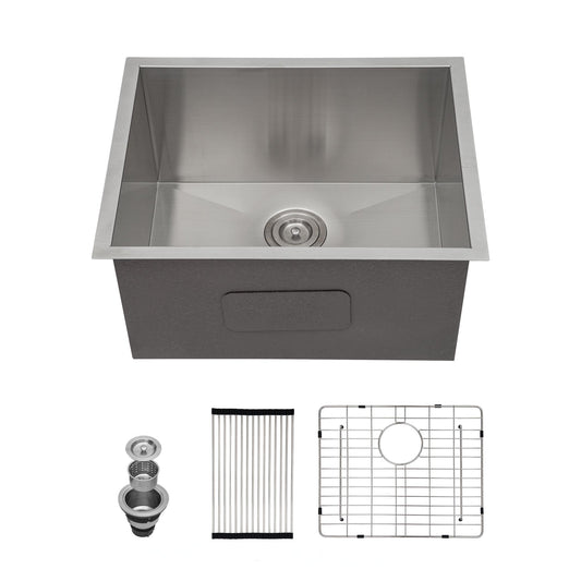 Laundry Sink 21 Inch - 21 x 18 x 12 Inch Undermount Laundry Utility Sink Deep Single Bowl 16 Gauge Stainless Steel Laundry Tub Sinks