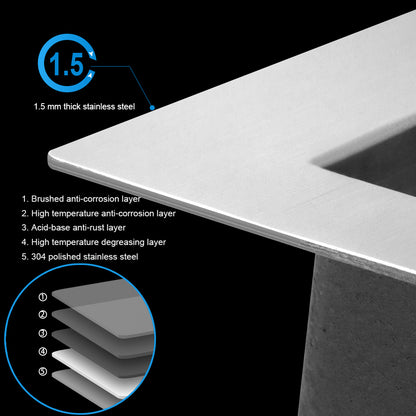 Laundry Sink 21 Inch - 21 x 18 x 12 Inch Undermount Laundry Utility Sink Deep Single Bowl 16 Gauge Stainless Steel Laundry Tub Sinks