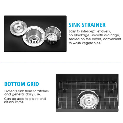 Quartz 13.77" L X 17.71" W Undermount Bar Sink With Basket Strainer