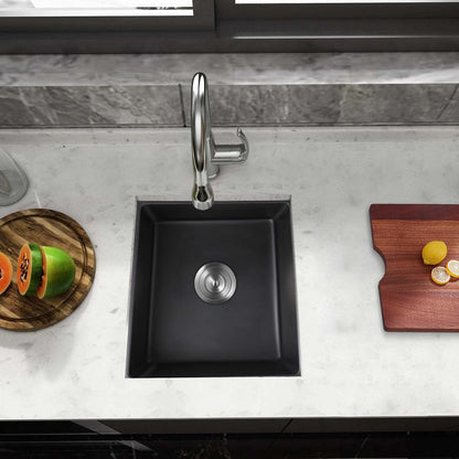 Quartz 13.77" L X 17.71" W Undermount Bar Sink With Basket Strainer