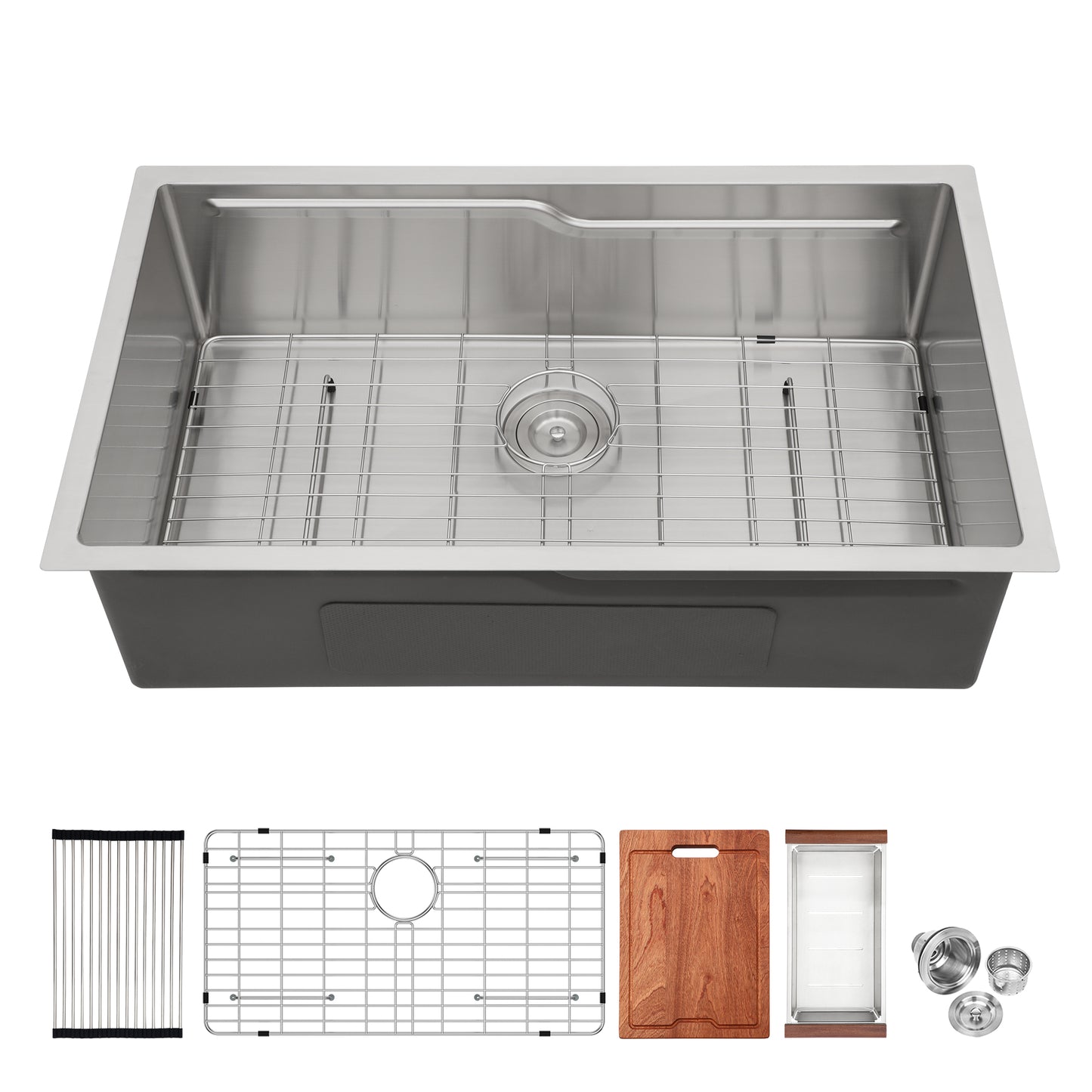 33" Undermount Kitchen Sink - 33 x 19 x 10 inch Single Bowl 16 Gauge Stainless Steel Ledge Workstation Kitchen Sinks