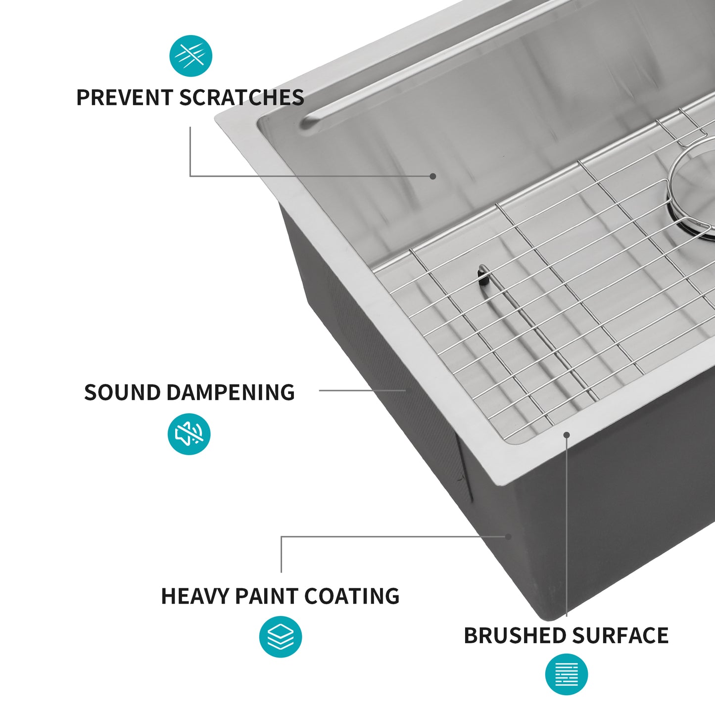 33" Undermount Kitchen Sink - 33 x 19 x 10 inch Single Bowl 16 Gauge Stainless Steel Ledge Workstation Kitchen Sinks