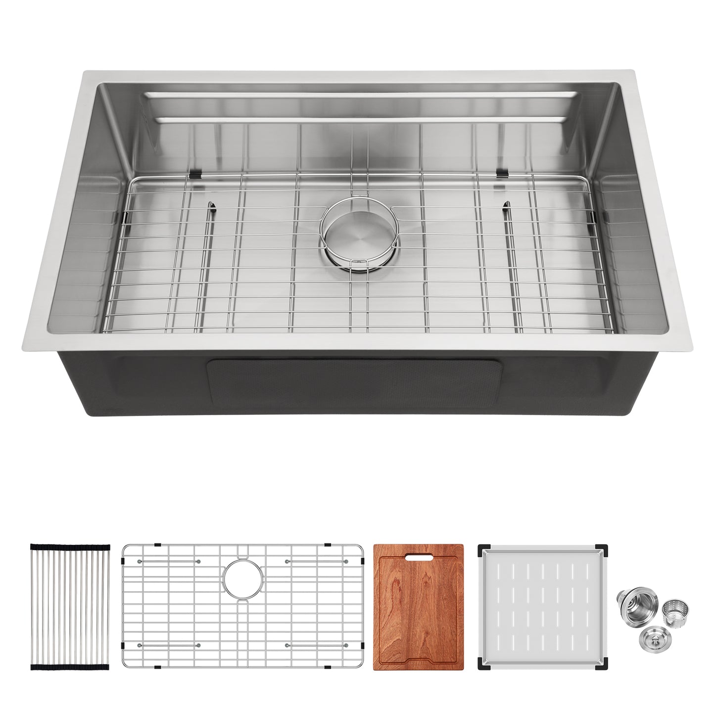 33" Undermount Kitchen Sink - 33 x 19 x 10 inch Single Bowl 16 Gauge Stainless Steel Ledge Workstation Kitchen Sinks