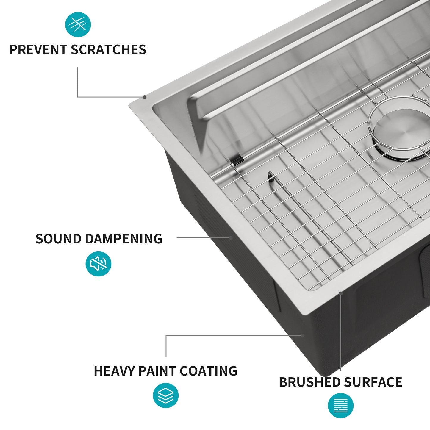 33" Undermount Kitchen Sink - 33 x 19 x 10 inch Single Bowl 16 Gauge Stainless Steel Ledge Workstation Kitchen Sinks